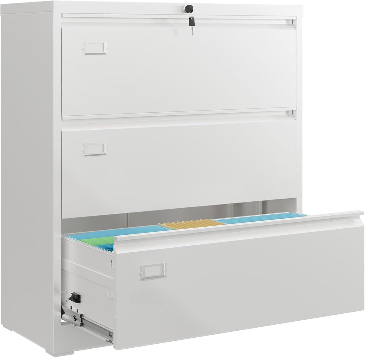 3 Drawer File Cabinet with Lock, Fully Assembled Except Casters