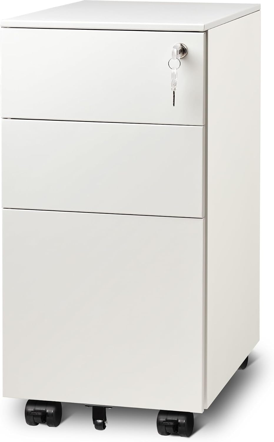 3 Drawer File Cabinet with Lock, Fully Assembled Except Casters