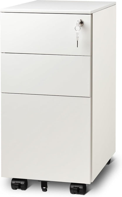 3 Drawer File Cabinet with Lock, Fully Assembled Except Casters