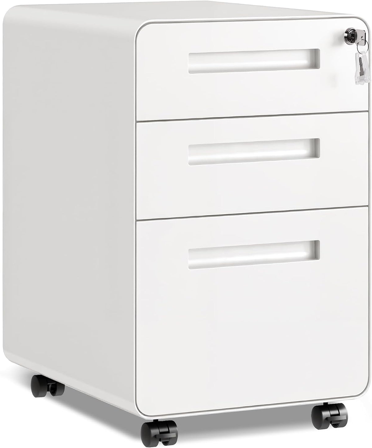 3 Drawer File Cabinet with Lock, Fully Assembled Except Casters