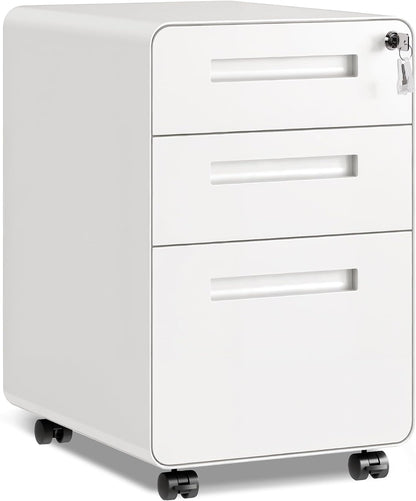 3 Drawer File Cabinet with Lock, Fully Assembled Except Casters