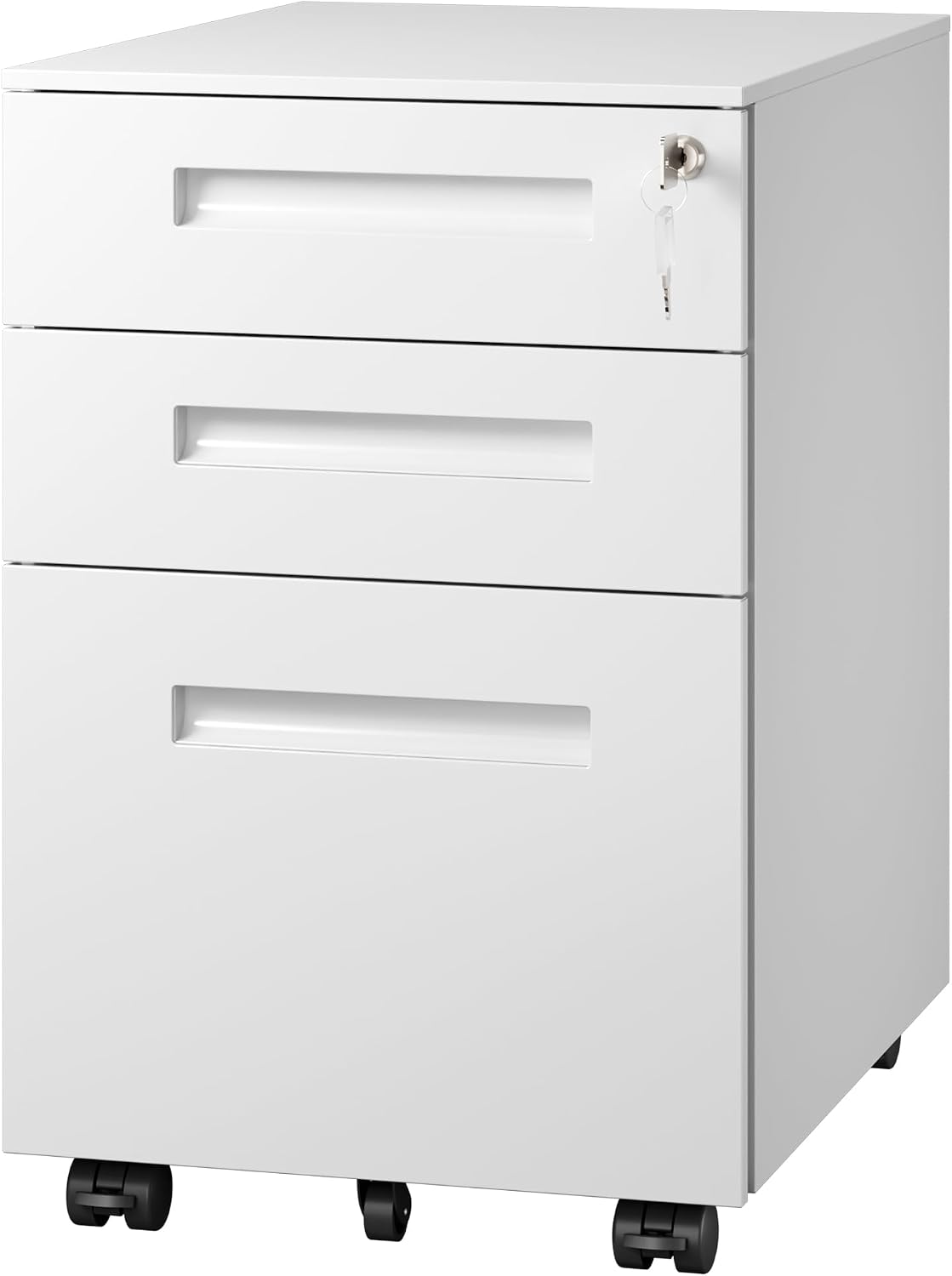 3 Drawer File Cabinet with Lock, Fully Assembled Except Casters