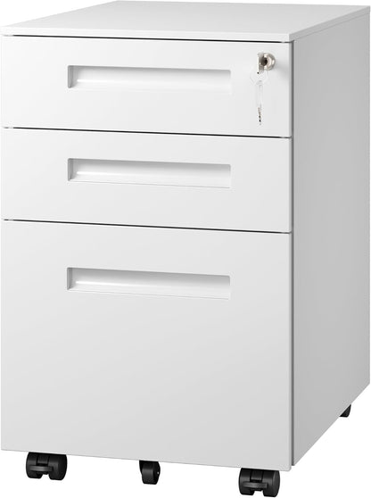 3 Drawer File Cabinet with Lock, Fully Assembled Except Casters
