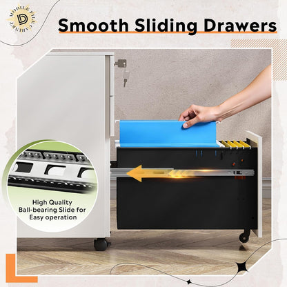 3 Drawer File Cabinet with Lock, Fully Assembled Except Casters