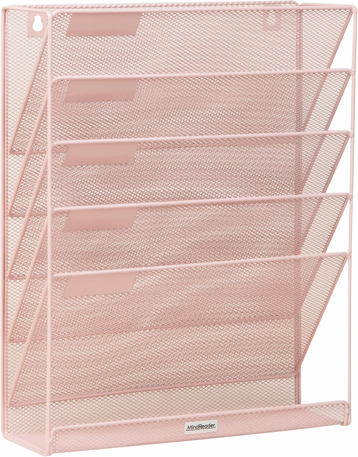 5-Pocket Vertical File Storage, Desktop Organizer, Wall Mount, Office, Metal Mesh, Black