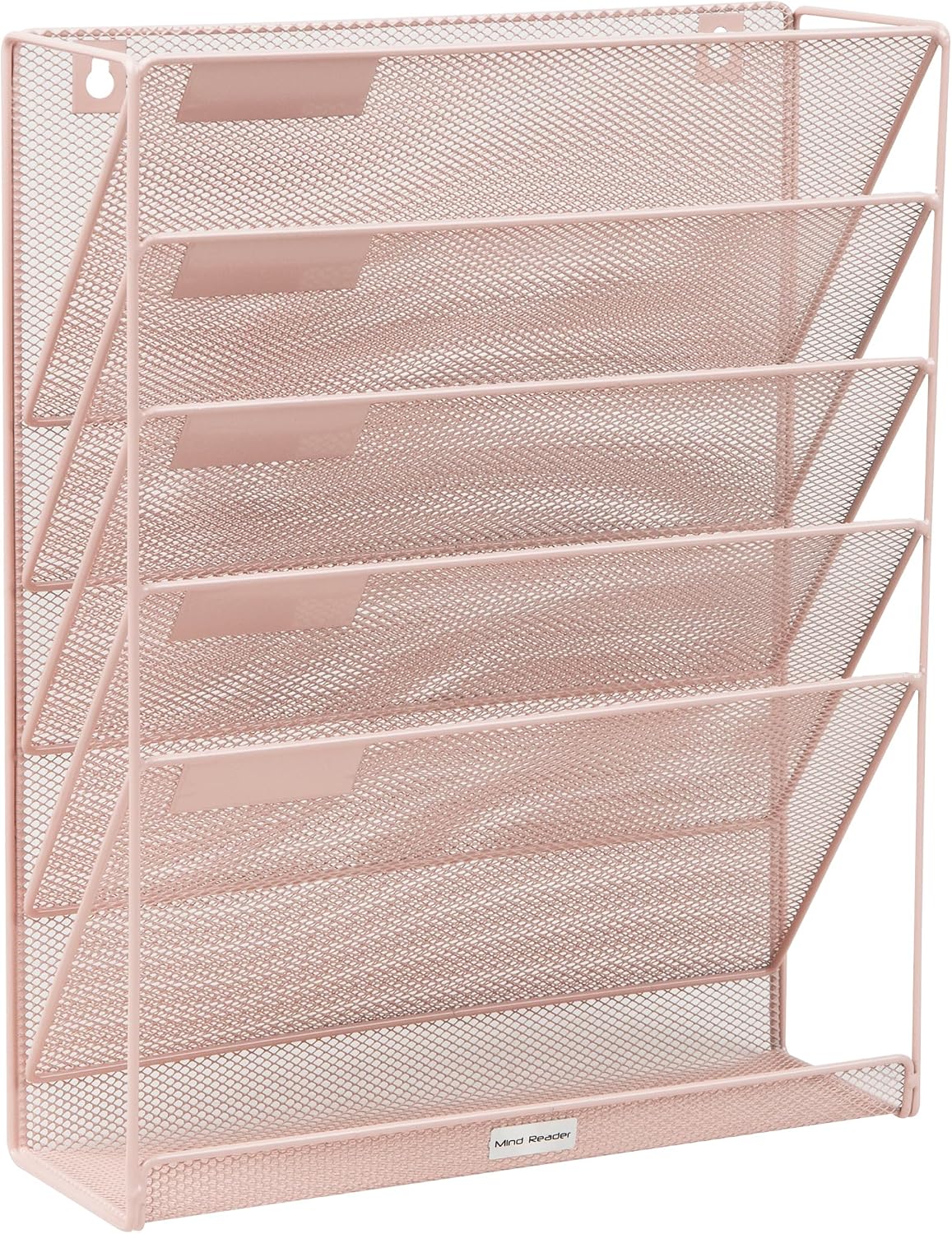 5-Pocket Vertical File Storage, Desktop Organizer, Wall Mount, Office, Metal Mesh, Black
