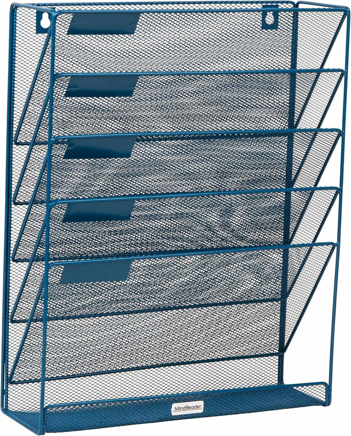 5-Pocket Vertical File Storage, Desktop Organizer, Wall Mount, Office, Metal Mesh, Black