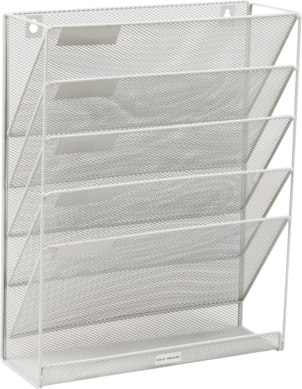 5-Pocket Vertical File Storage, Desktop Organizer, Wall Mount, Office, Metal Mesh, Black