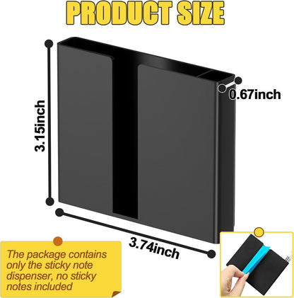 Sticky Note Dispenser, Magnetic Sticky Note Holder for Sticky Notes, 3 x 3 Inch Sticky Note Pen Organizer for Office Home Classroom, Black