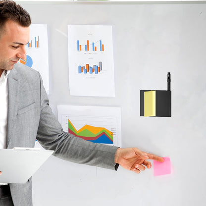 Sticky Note Dispenser, Magnetic Sticky Note Holder for Sticky Notes, 3 x 3 Inch Sticky Note Pen Organizer for Office Home Classroom, Black