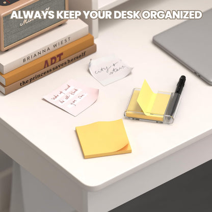 Sticky Note Dispenser, Magnetic Sticky Note Holder for Sticky Notes, 3 x 3 Inch Sticky Note Pen Organizer for Office Home Classroom, Black