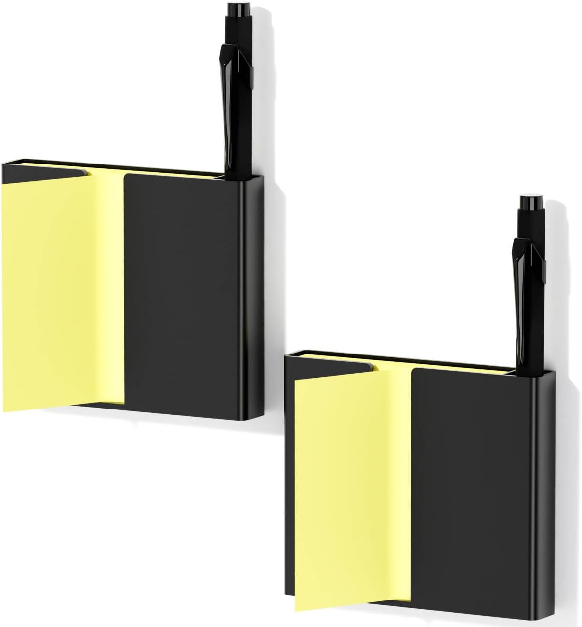 Sticky Note Dispenser, Magnetic Sticky Note Holder for Sticky Notes, 3 x 3 Inch Sticky Note Pen Organizer for Office Home Classroom, Black