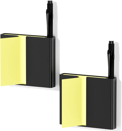 Sticky Note Dispenser, Magnetic Sticky Note Holder for Sticky Notes, 3 x 3 Inch Sticky Note Pen Organizer for Office Home Classroom, Black