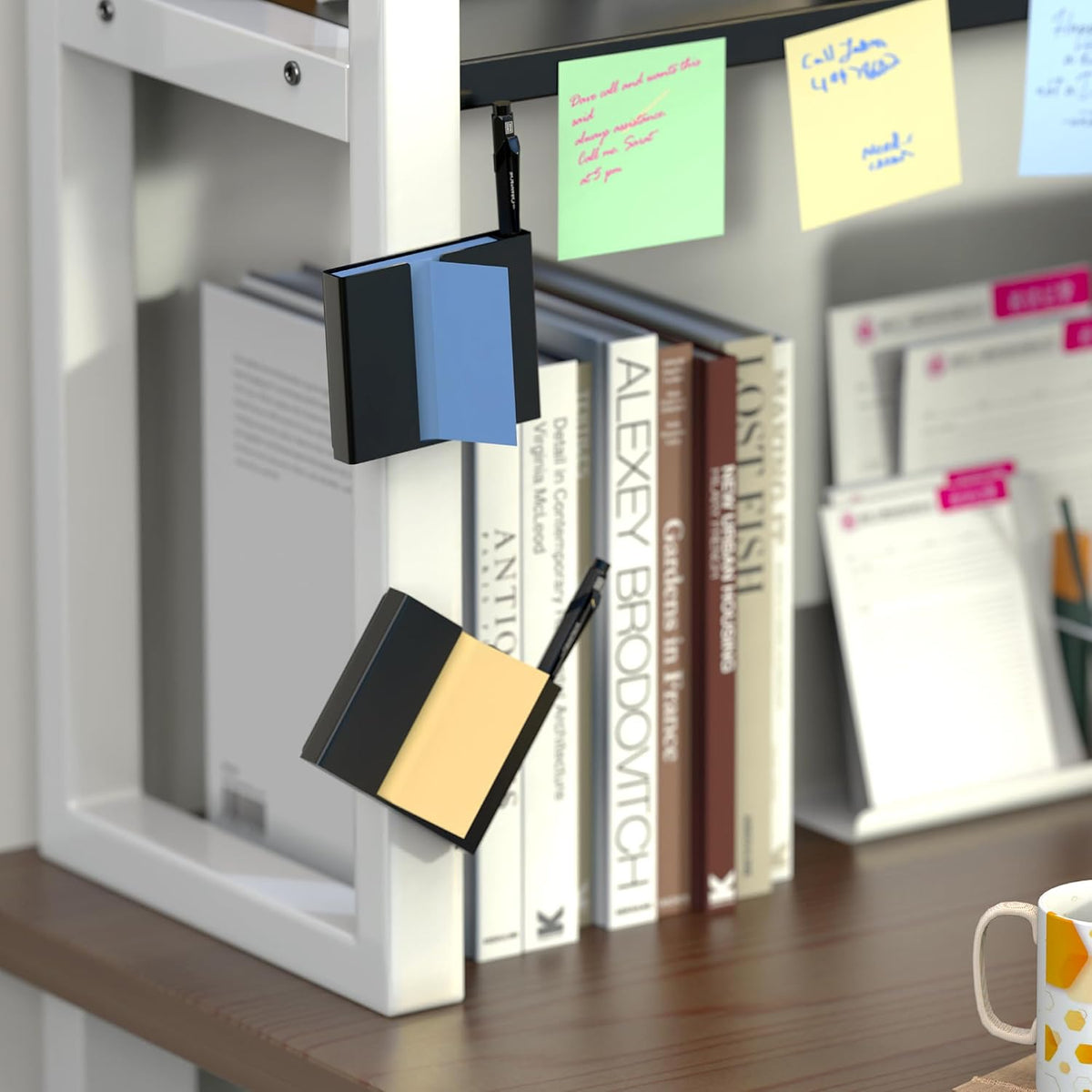 Sticky Note Dispenser, Magnetic Sticky Note Holder for Sticky Notes, 3 x 3 Inch Sticky Note Pen Organizer for Office Home Classroom, Black