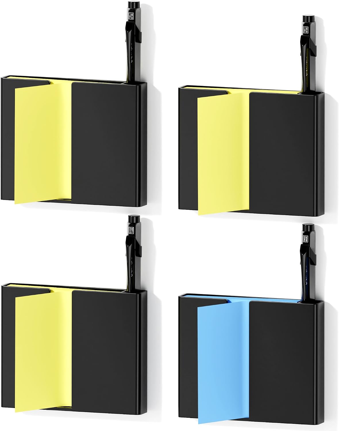 Sticky Note Dispenser, Magnetic Sticky Note Holder for Sticky Notes, 3 x 3 Inch Sticky Note Pen Organizer for Office Home Classroom, Black