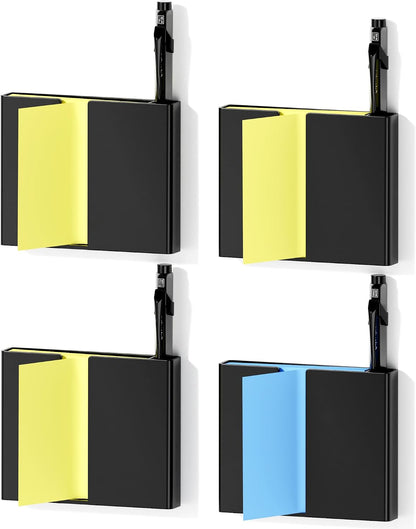 Sticky Note Dispenser, Magnetic Sticky Note Holder for Sticky Notes, 3 x 3 Inch Sticky Note Pen Organizer for Office Home Classroom, Black
