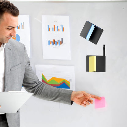 Sticky Note Dispenser, Magnetic Sticky Note Holder for Sticky Notes, 3 x 3 Inch Sticky Note Pen Organizer for Office Home Classroom, Black