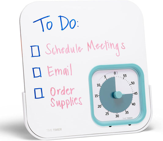MOD with Dry Erase Board — 60-Minute Visual Countdown Timer with Magnetic Whiteboard — for Notes, Chores, Classroom and Office Reminders, Visual Schedules, for Kids and Adults (Blue)
