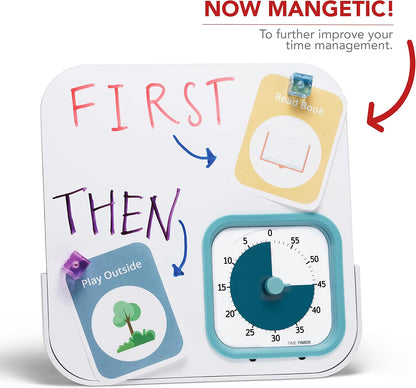 MOD with Dry Erase Board — 60-Minute Visual Countdown Timer with Magnetic Whiteboard — for Notes, Chores, Classroom and Office Reminders, Visual Schedules, for Kids and Adults (Blue)
