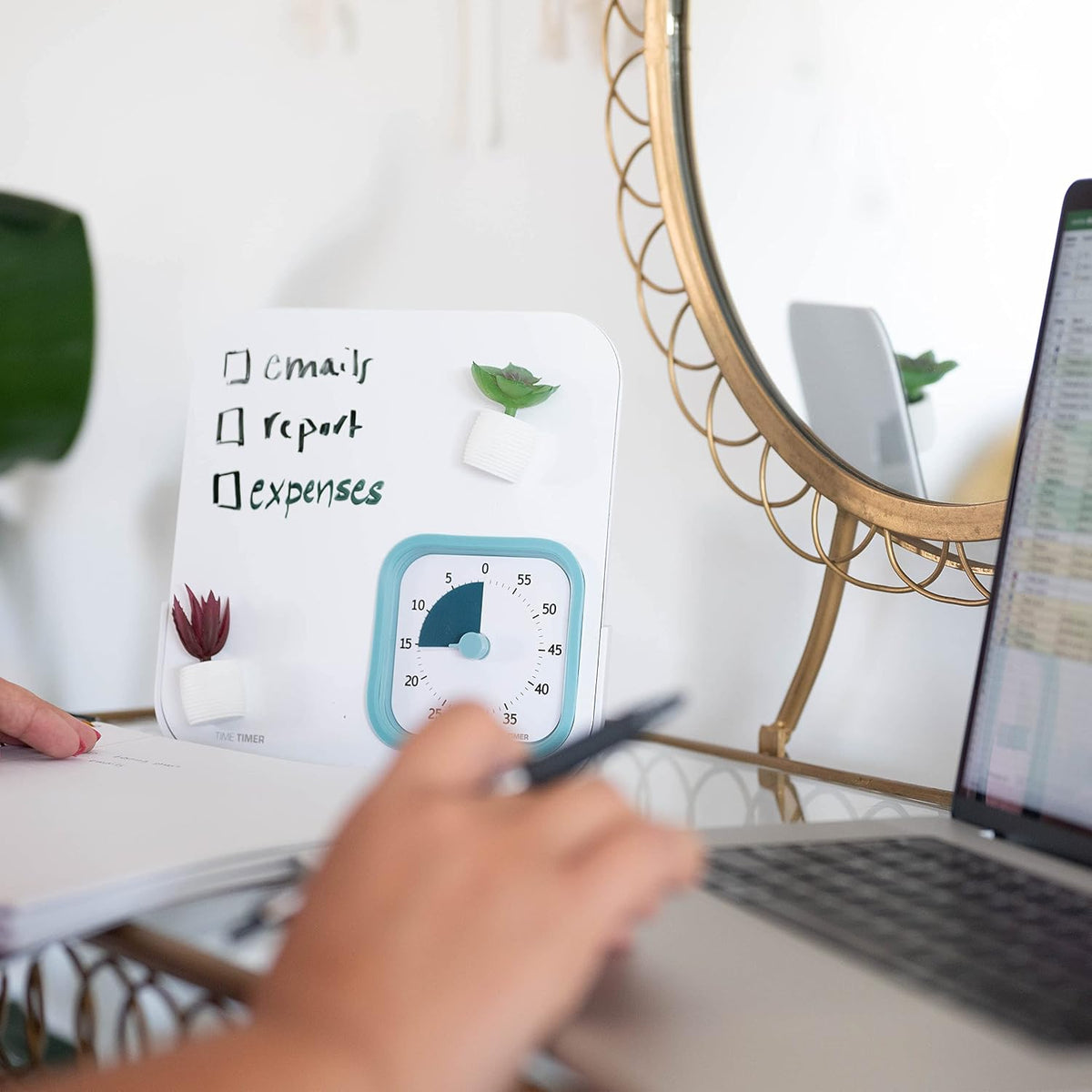 MOD with Dry Erase Board — 60-Minute Visual Countdown Timer with Magnetic Whiteboard — for Notes, Chores, Classroom and Office Reminders, Visual Schedules, for Kids and Adults (Blue)
