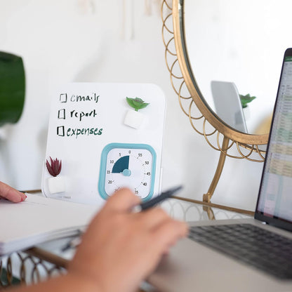 MOD with Dry Erase Board — 60-Minute Visual Countdown Timer with Magnetic Whiteboard — for Notes, Chores, Classroom and Office Reminders, Visual Schedules, for Kids and Adults (Blue)