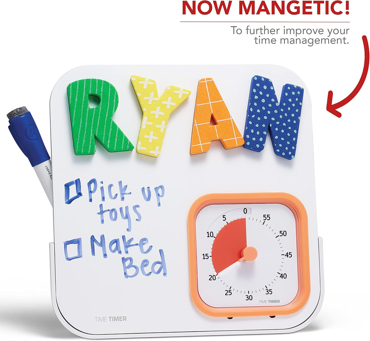 MOD with Dry Erase Board — 60-Minute Visual Countdown Timer with Magnetic Whiteboard — for Notes, Chores, Classroom and Office Reminders, Visual Schedules, for Kids and Adults (Blue)