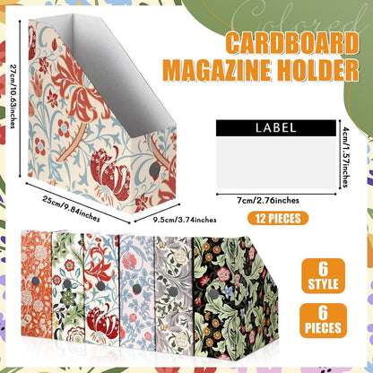 6 Pcs Decorative Magazine File Holders Foldable, Floral