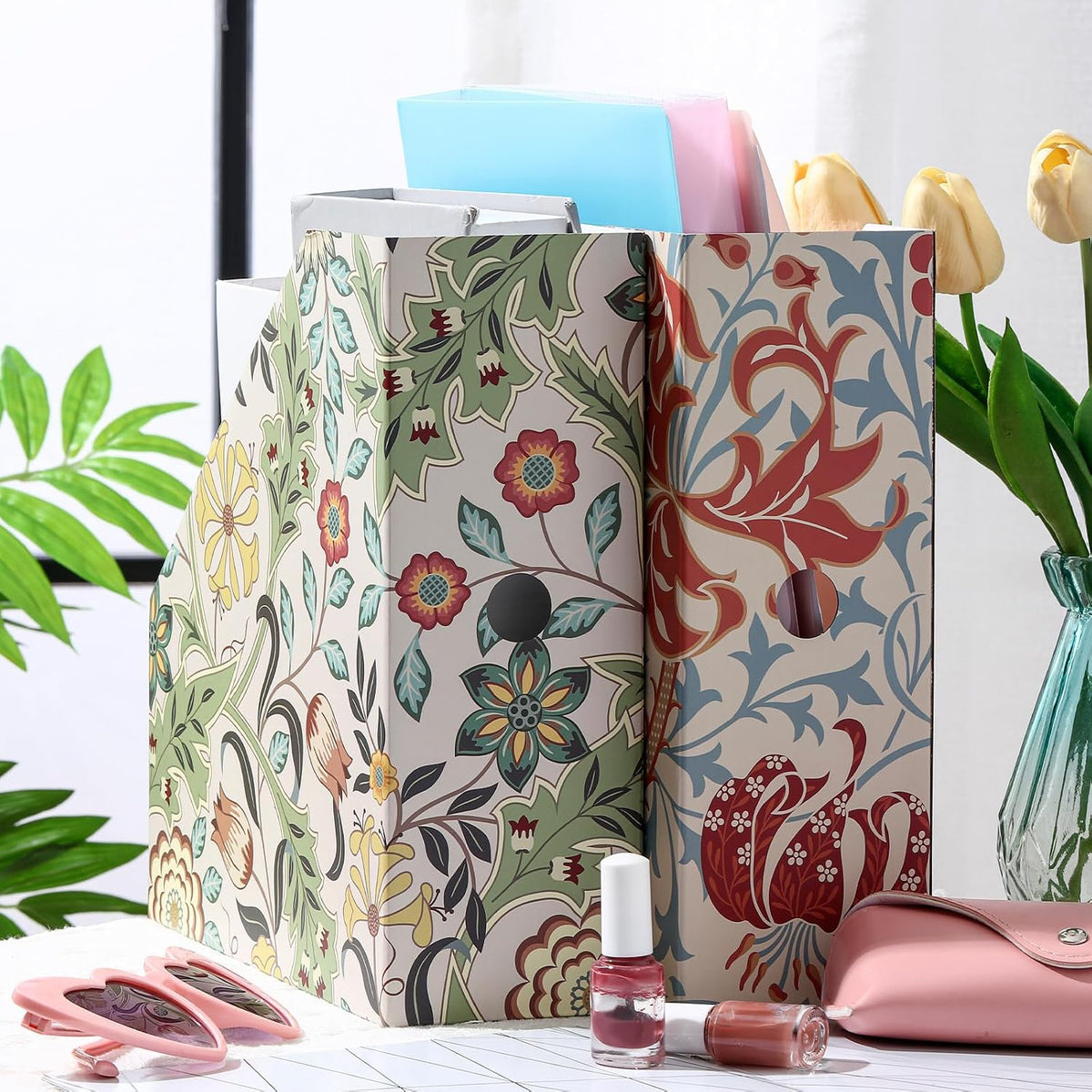 6 Pcs Decorative Magazine File Holders Foldable, Floral