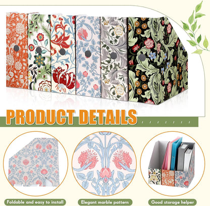 6 Pcs Decorative Magazine File Holders Foldable, Floral