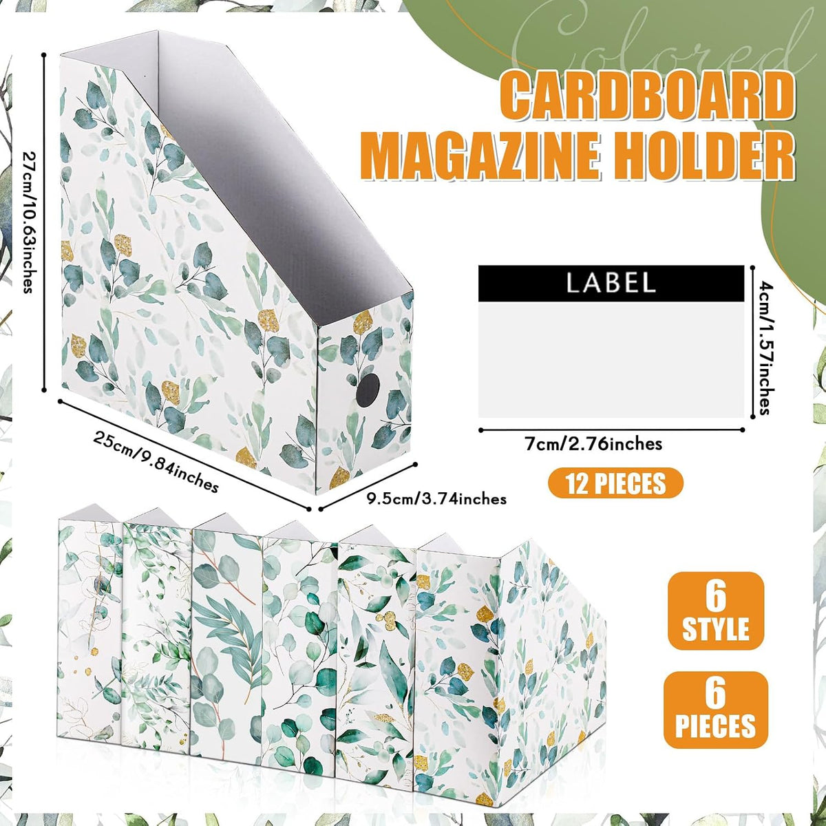 6 Pcs Decorative Magazine File Holders Foldable, Floral