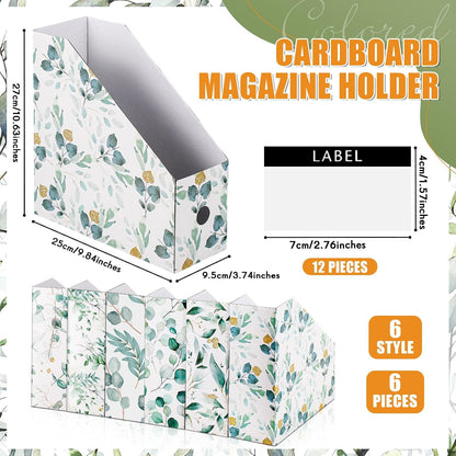 6 Pcs Decorative Magazine File Holders Foldable, Floral