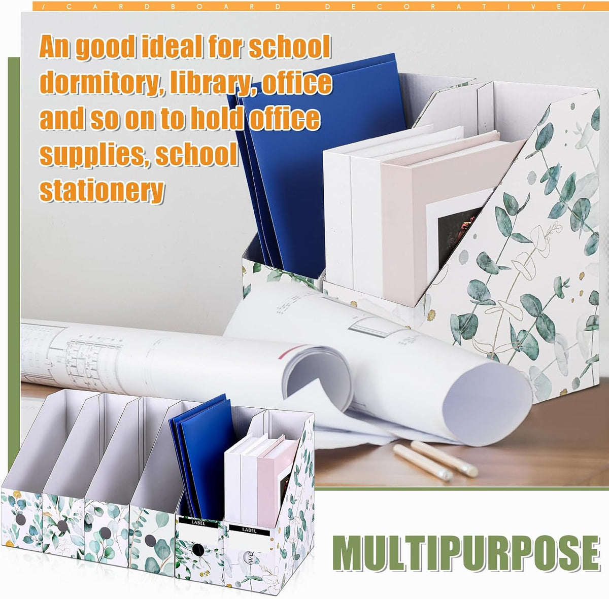 6 Pcs Decorative Magazine File Holders Foldable, Floral