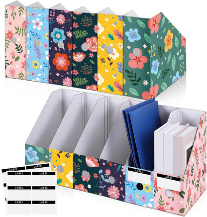 6 Pcs Decorative Magazine File Holders Foldable, Floral