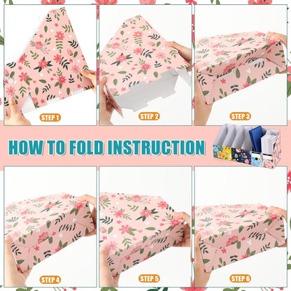 6 Pcs Decorative Magazine File Holders Foldable, Floral