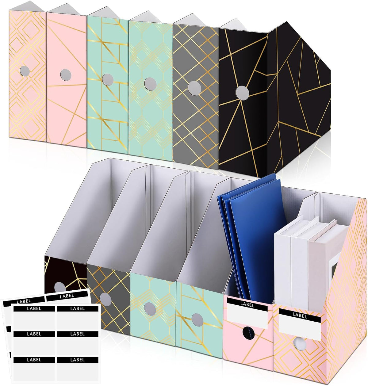 6 Pcs Decorative Magazine File Holders Foldable, Floral