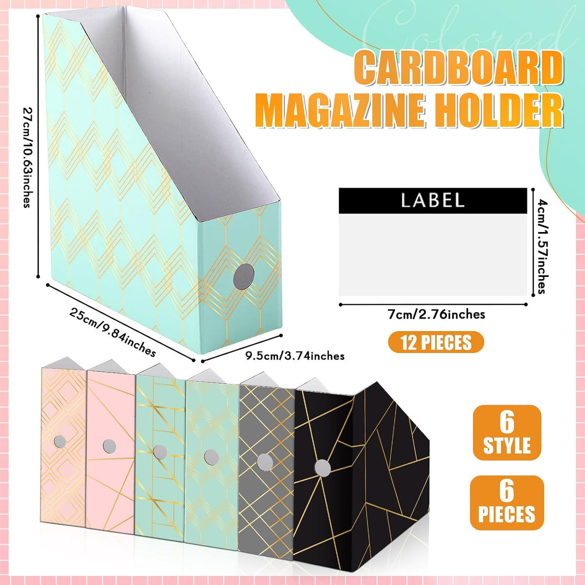6 Pcs Decorative Magazine File Holders Foldable, Floral