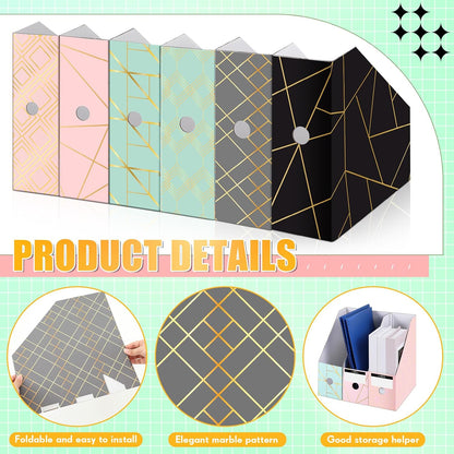 6 Pcs Decorative Magazine File Holders Foldable, Floral