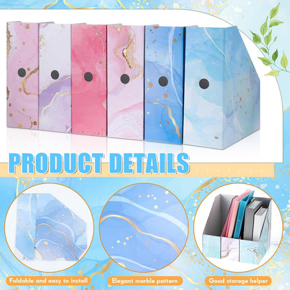 6 Pcs Decorative Magazine File Holders Foldable, Floral
