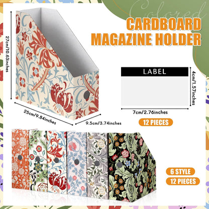 6 Pcs Decorative Magazine File Holders Foldable, Floral