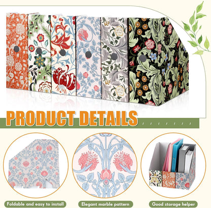 6 Pcs Decorative Magazine File Holders Foldable, Floral