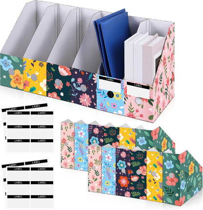 6 Pcs Decorative Magazine File Holders Foldable, Floral