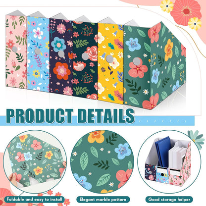 6 Pcs Decorative Magazine File Holders Foldable, Floral