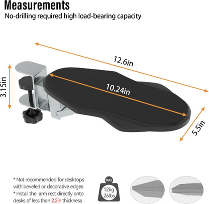 Ergonomic Arm/Elbow Rest for Desk, Foldable Rotating Black