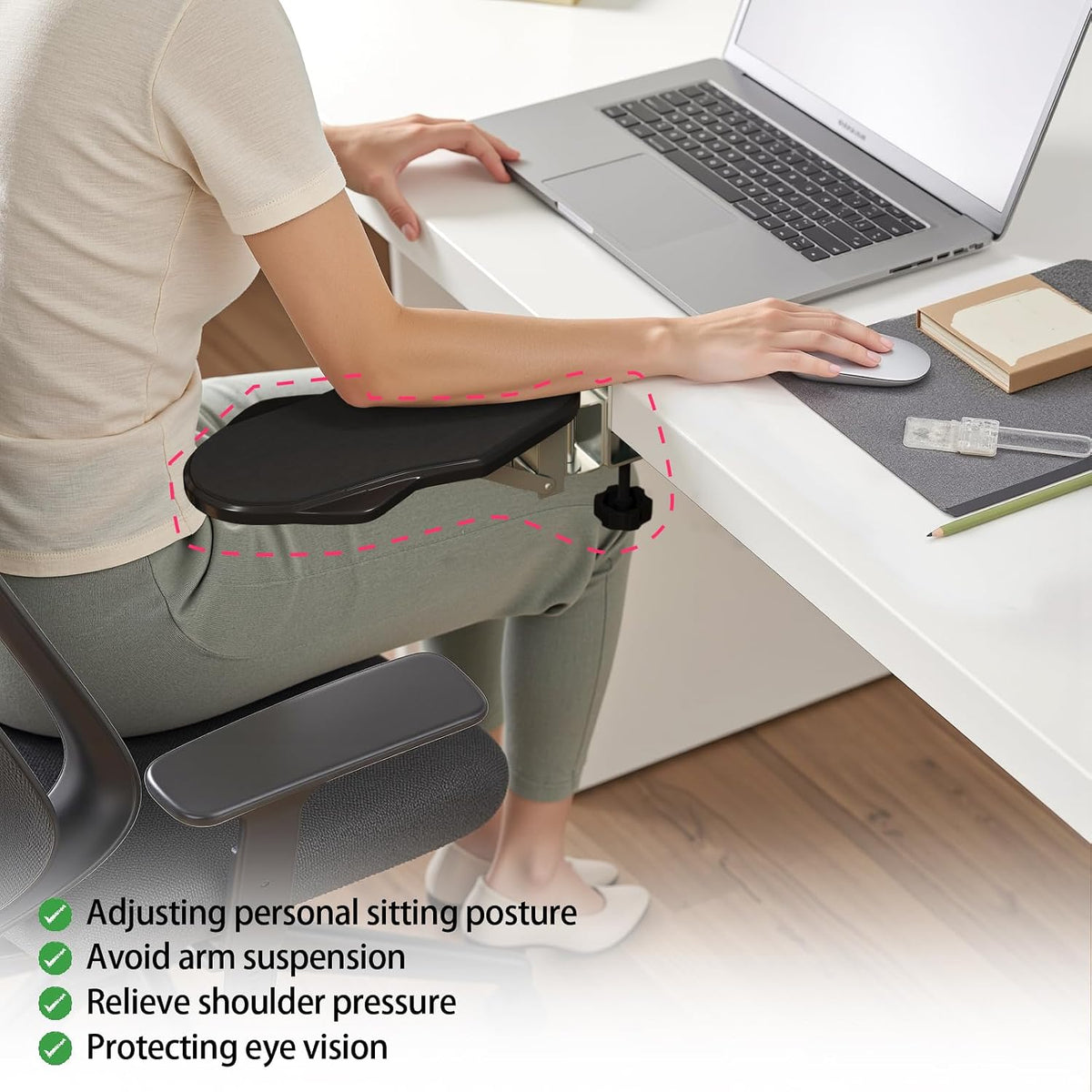 Ergonomic Arm/Elbow Rest for Desk, Foldable Rotating Black
