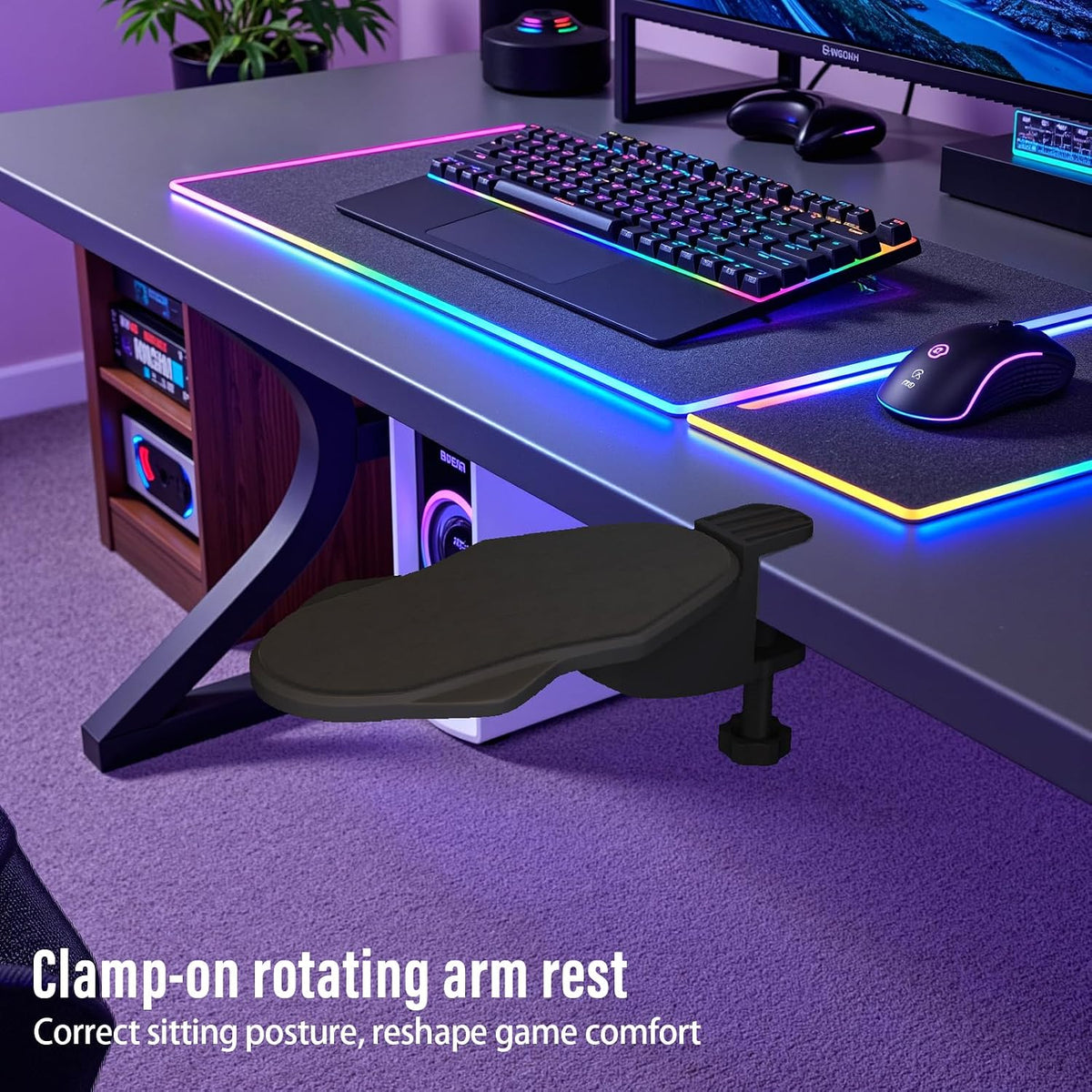 Ergonomic Arm/Elbow Rest for Desk, Foldable Rotating Black