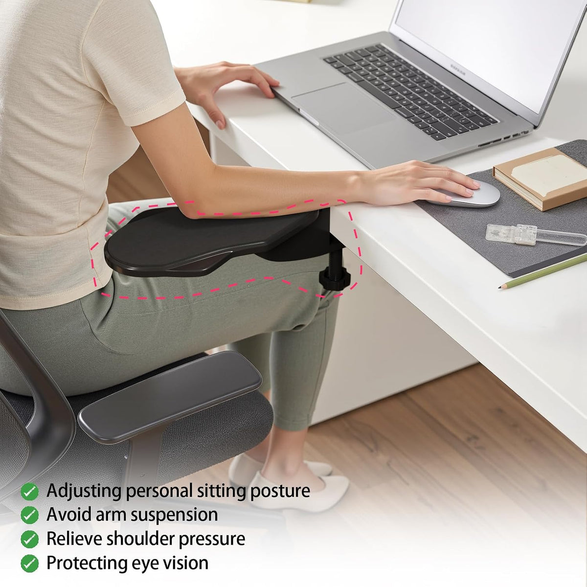 Ergonomic Arm/Elbow Rest for Desk, Foldable Rotating Black