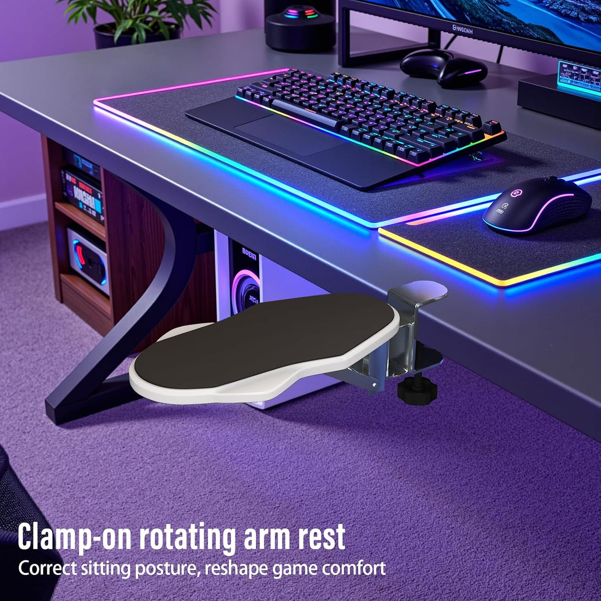 Ergonomic Arm/Elbow Rest for Desk, Foldable Rotating Black