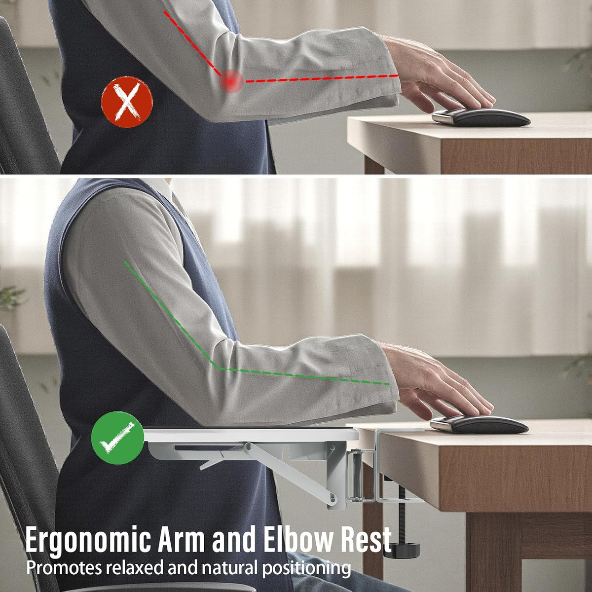 Ergonomic Arm/Elbow Rest for Desk, Foldable Rotating Black