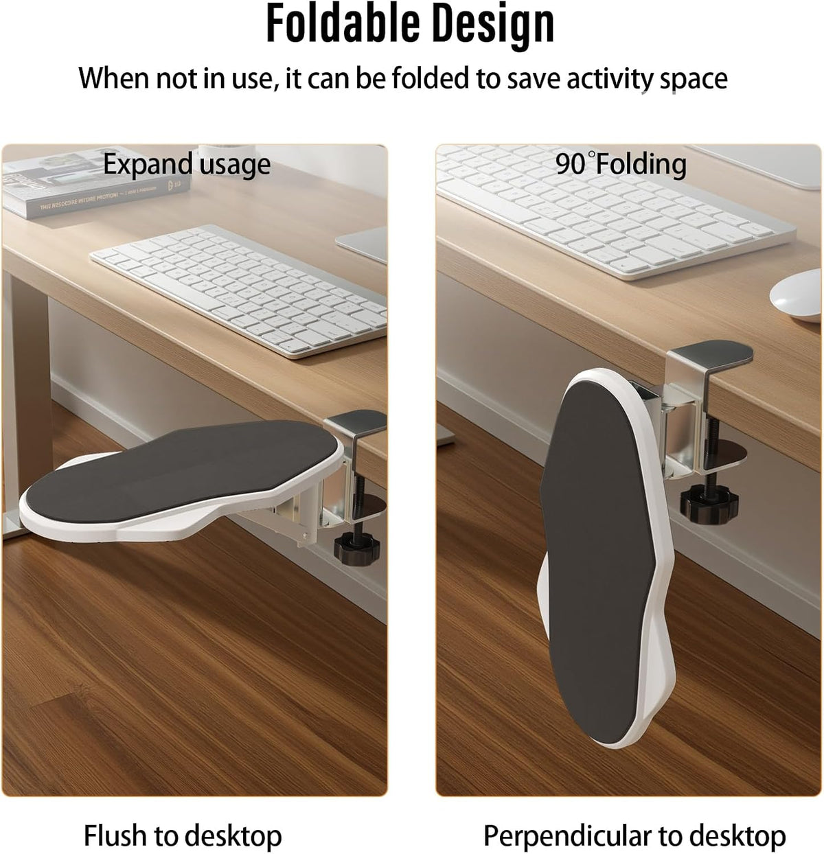 Ergonomic Arm/Elbow Rest for Desk, Foldable Rotating Black