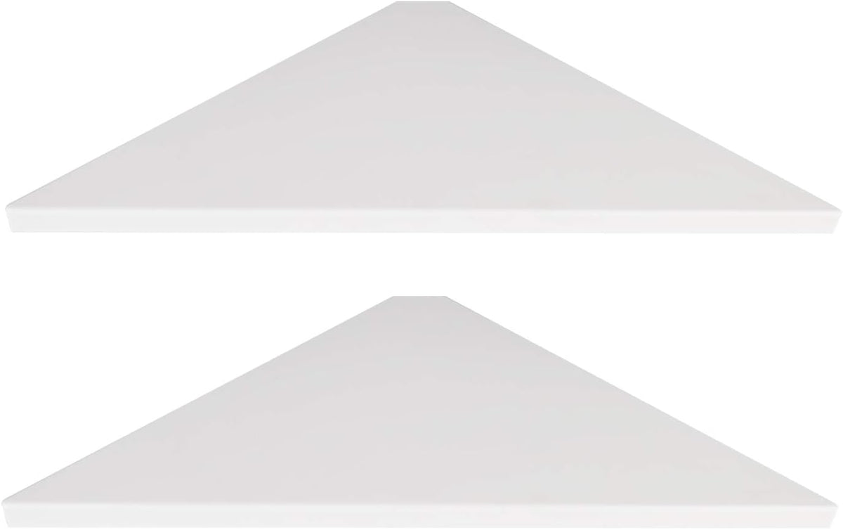 Corner Mounting Shelf Set of 2 – Easy to Install Floating Wall Shelves with Wood Grain Finish, Durable and Waterproof ABS Plastic for Kitchen, Bathroom, Living Room Home Décor